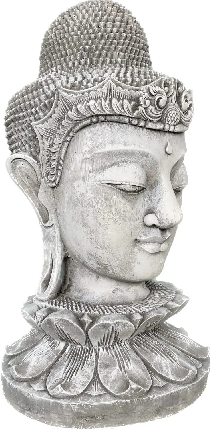 Product image 11 of the product “Champa - Buddha Head on Lotus bud, 50cm H | cast stone ”